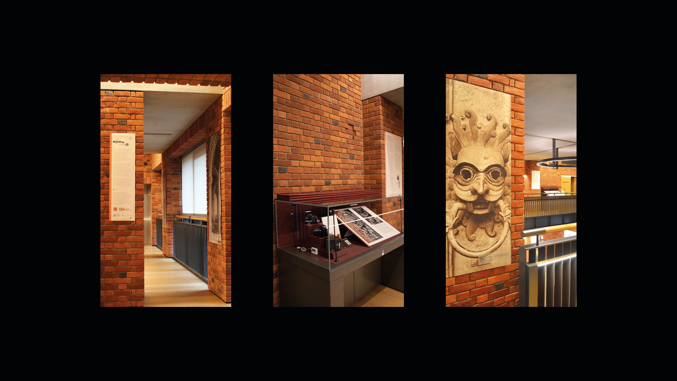 Photographs of the Building on Cathedrals exhibition display at Lambeth Palace Library. Photographer: Camille Koutoulakis
